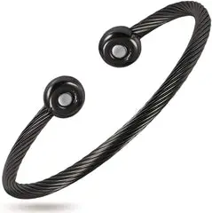 MagnetRX® Magnetic Therapy Bracelet Cuff - Twisted Cable Stainless Steel Bangle